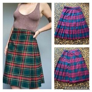 Vintage “The Scotch House” plaid wrap around buckle knee length kilt size 12